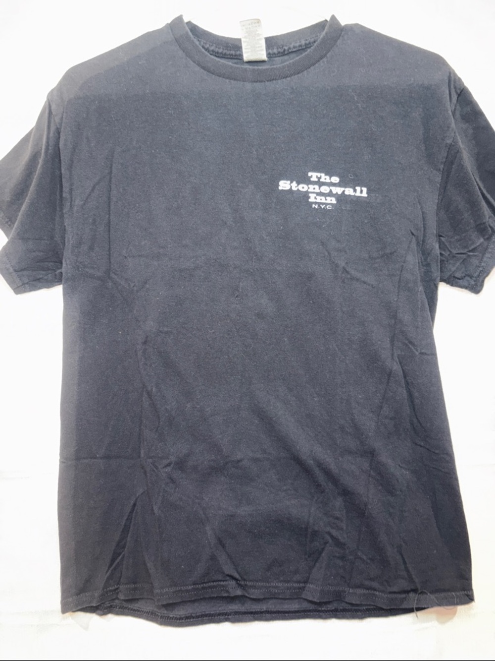 Gildan Black Short Sleeve Tee with Small White Chest Logo #6